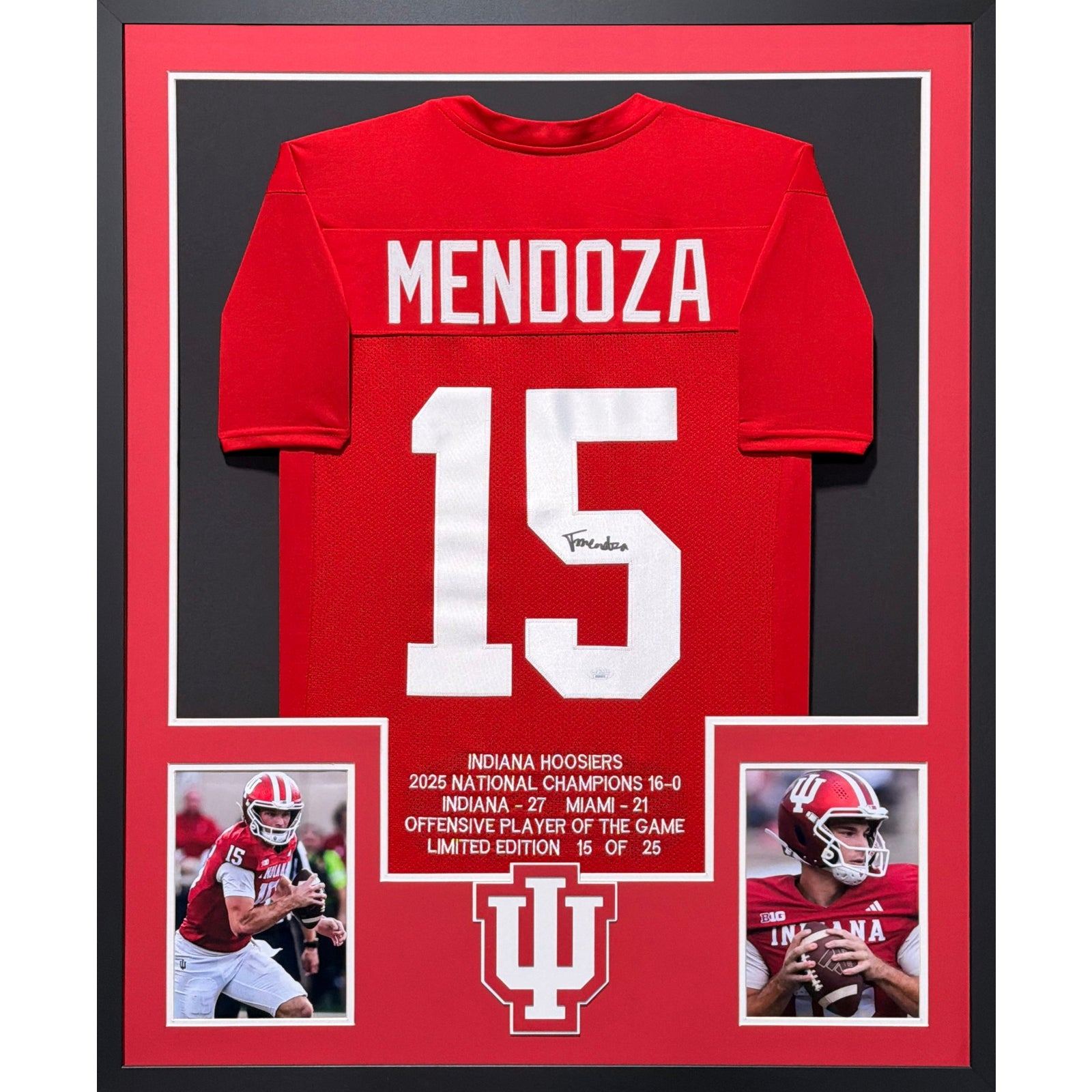 Fernando Mendoza Framed Signed Stat Jersey JSA Autographed Indiana