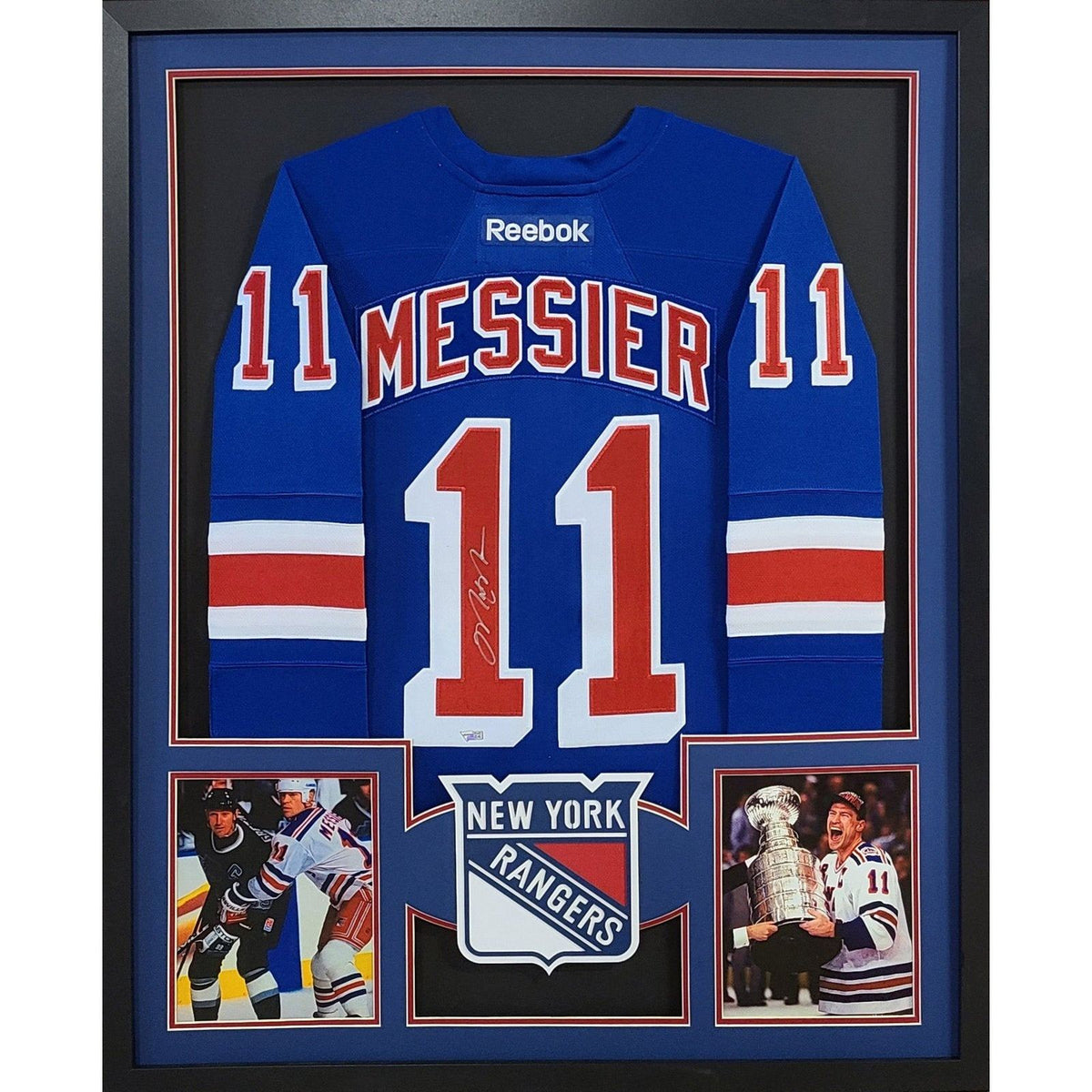 Mark Messier Framed Signed Blue Jersey JSA Autographed New York Rangers