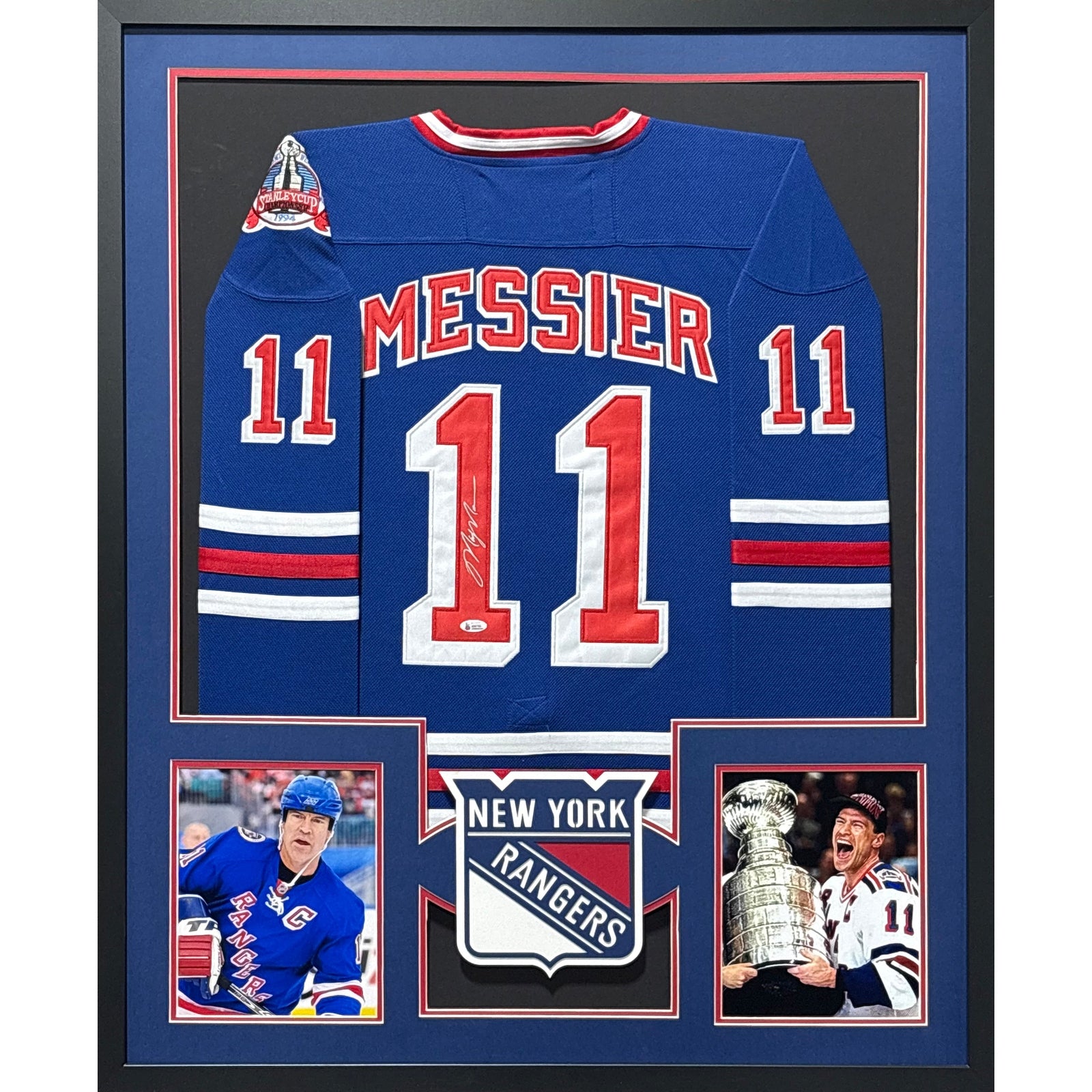 Mark Messier Framed Signed Jersey JSA Autographed New York Rangers Patch