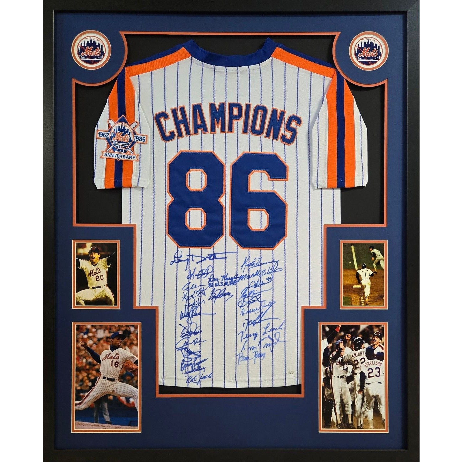 1986 Mets Framed Signed Jersey JSA Autographed New York Signed by 24