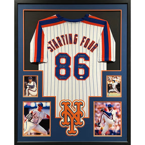 1986 Mets Starting 4 Framed Signed Jersey JSA Autographed Mets World Series