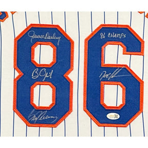 1986 Mets Starting 4 Framed Signed Jersey JSA Autographed Mets World Series