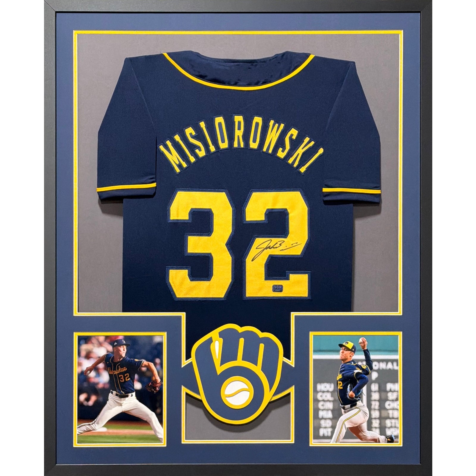 Jacob Misiorowski Framed Signed Pinstripe Jersey PROVA COA Autographed Brewers