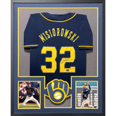 Jacob Misiorowski Framed Signed Pinstripe Jersey PROVA COA Autographed Brewers