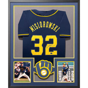 Jacob Misiorowski Framed Signed Pinstripe Jersey PROVA COA Autographed Brewers