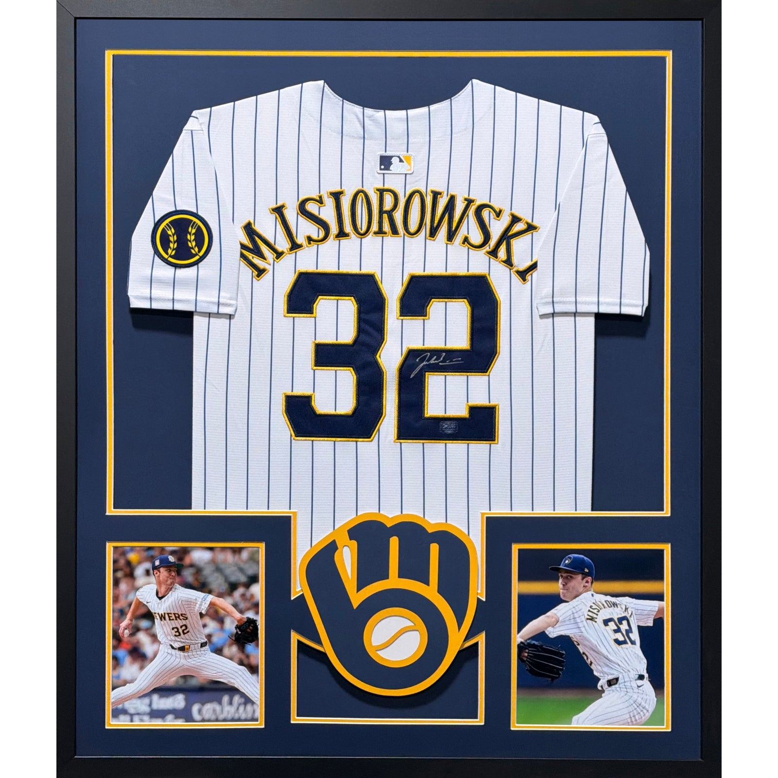 Jacob Misiorowski Framed Signed Pinstripe Jersey PROVA COA Autographed Brewers