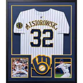 Jacob Misiorowski Framed Signed Pinstripe Jersey PROVA COA Autographed Brewers