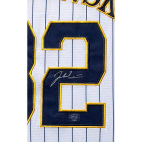 Jacob Misiorowski Framed Signed Pinstripe Jersey PROVA COA Autographed Brewers