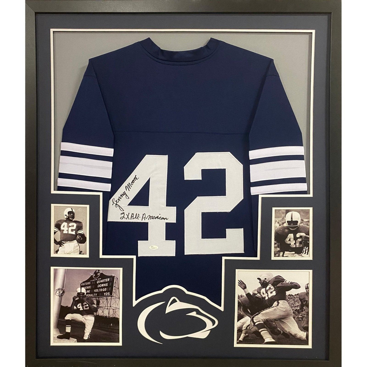 Lenny Moore Signed Framed Jersey JSA Autographed Penn State Colts