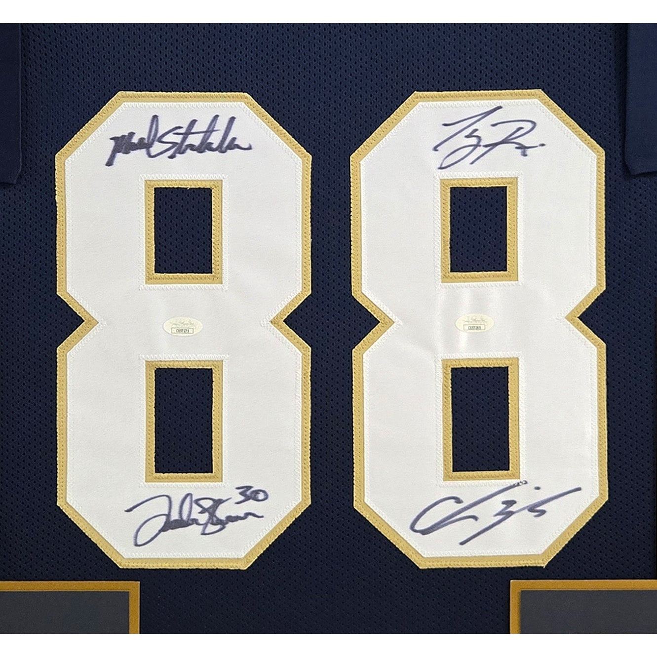 Notre Dame Championship Framed Signed Jersey JSA Autographed Zorich Rice