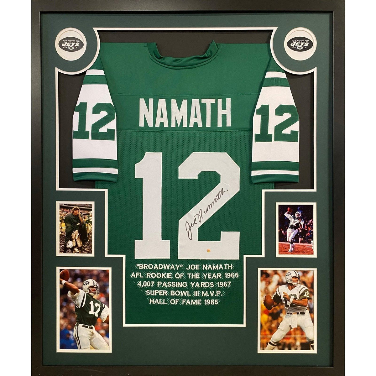 Joe Namath Framed Signed New York Jets Stat Jersey Steiner Autographed