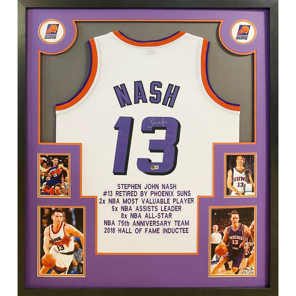 Steve Nash Framed Signed Stat Jersey Phoenix Suns Beckett Autographed