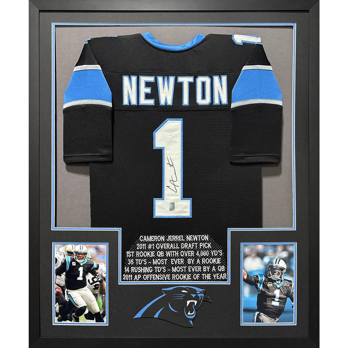 Cam Newton Framed Stat Jersey PSA/DNA Autographed Signed Carolina Panthers