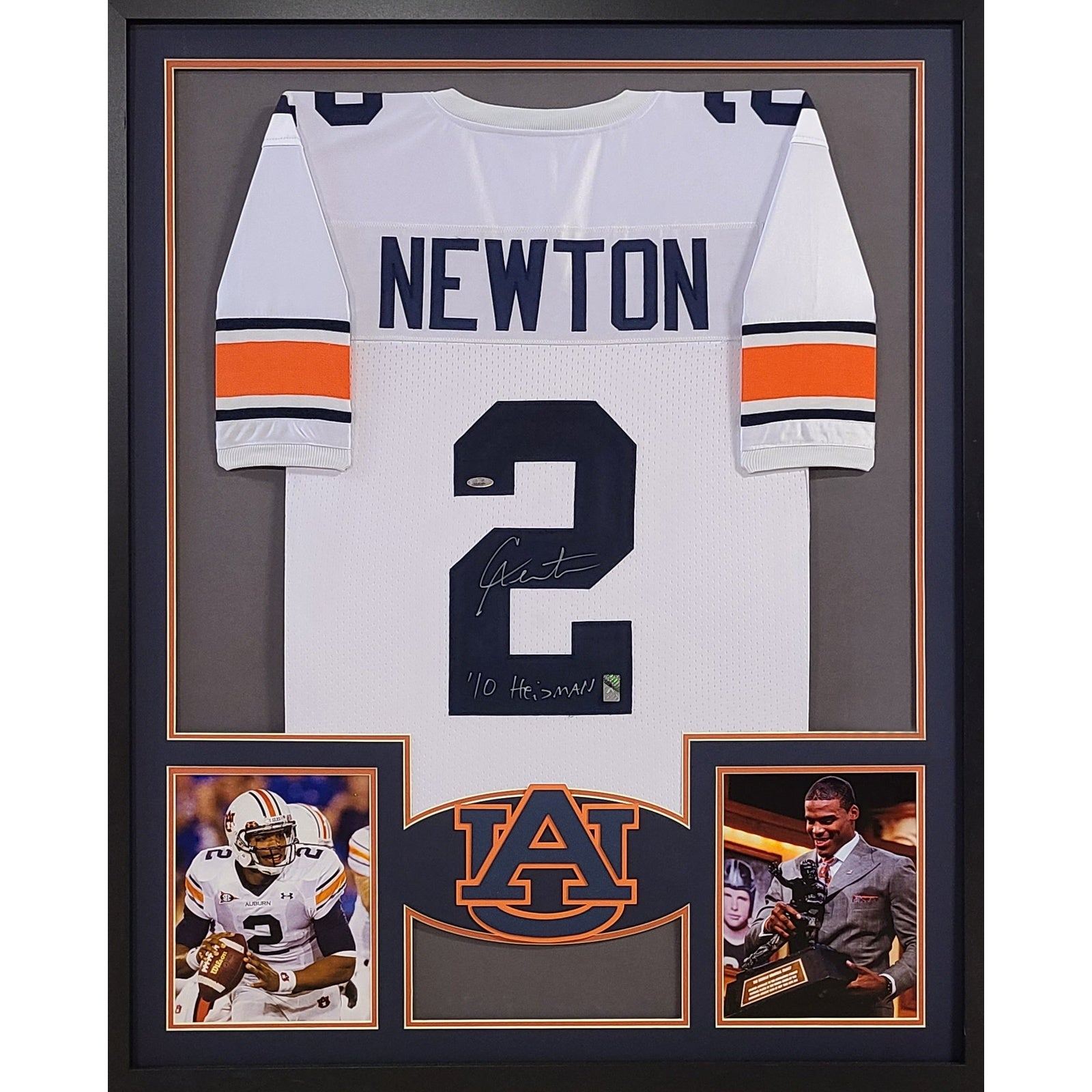 Cam Newton Framed White Jersey GTSM COA Autographed Signed Auburn HW