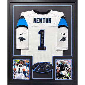 Cam Newton Framed Jersey GTSM COA Autographed Signed Carolina Panthers