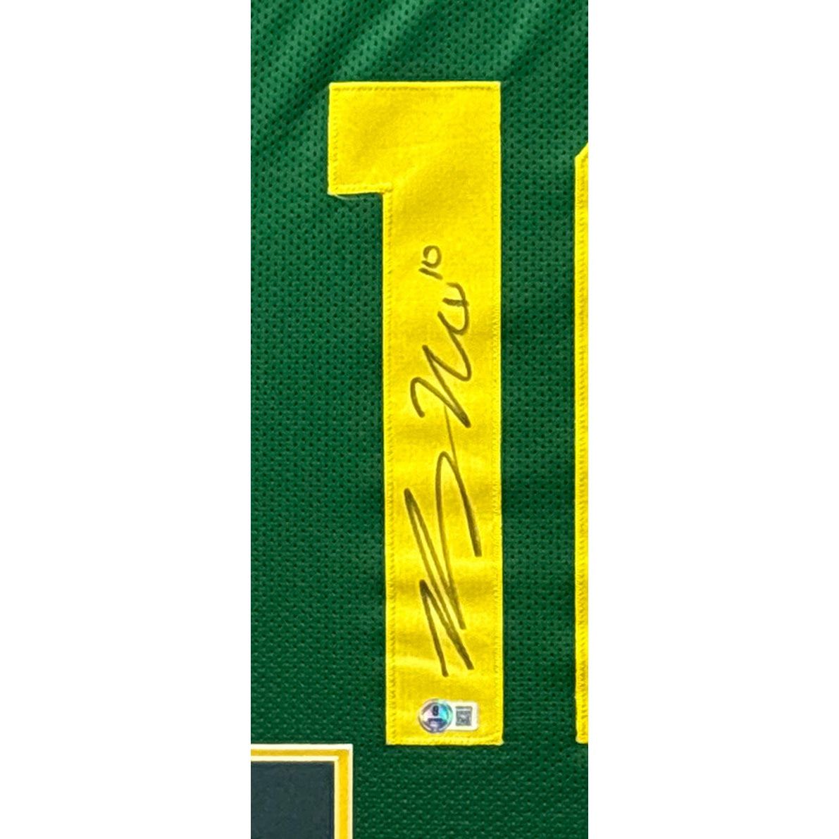 Bo Nix Framed Signed Oregon Jersey Beckett Autographed Green