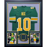 Bo Nix Framed Signed Oregon Green Jersey Beckett Autographed