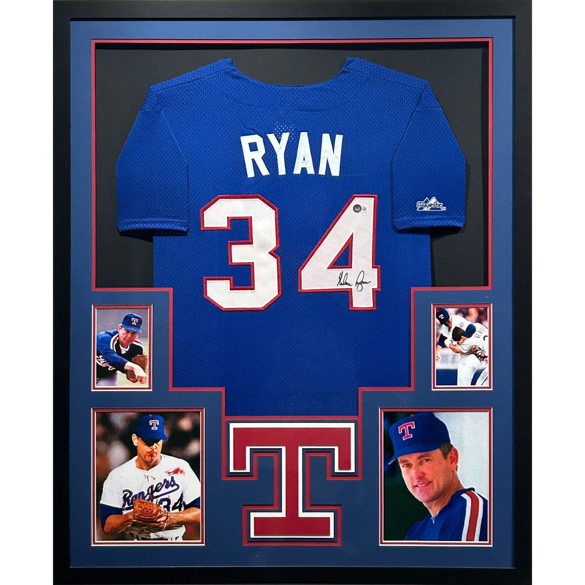 Nolan Ryan Signed Framed Texas Rangers Blue Jersey PSA/DNA Autographed