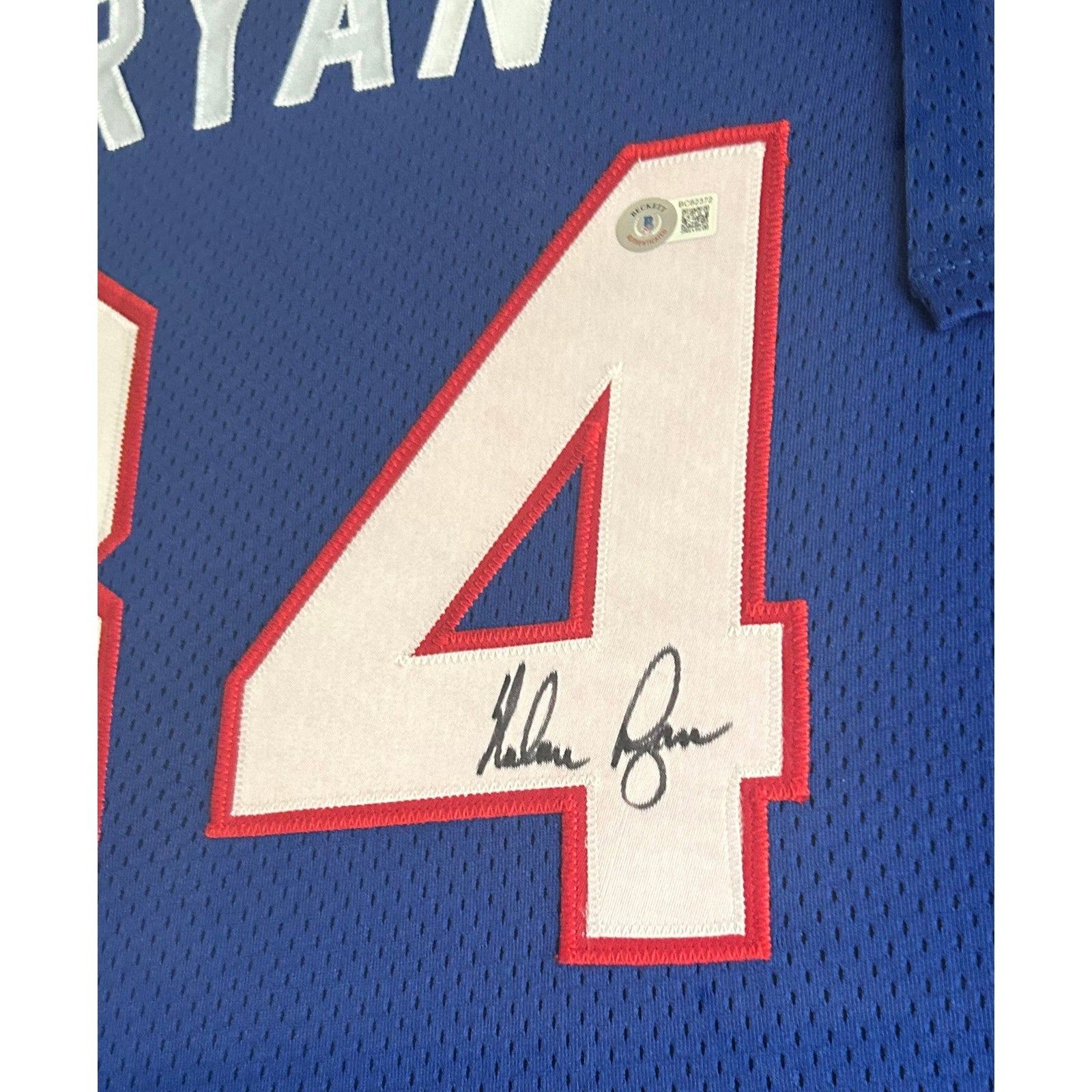 Nolan Ryan Signed Framed Texas Rangers Blue Jersey PSA/DNA Autographed