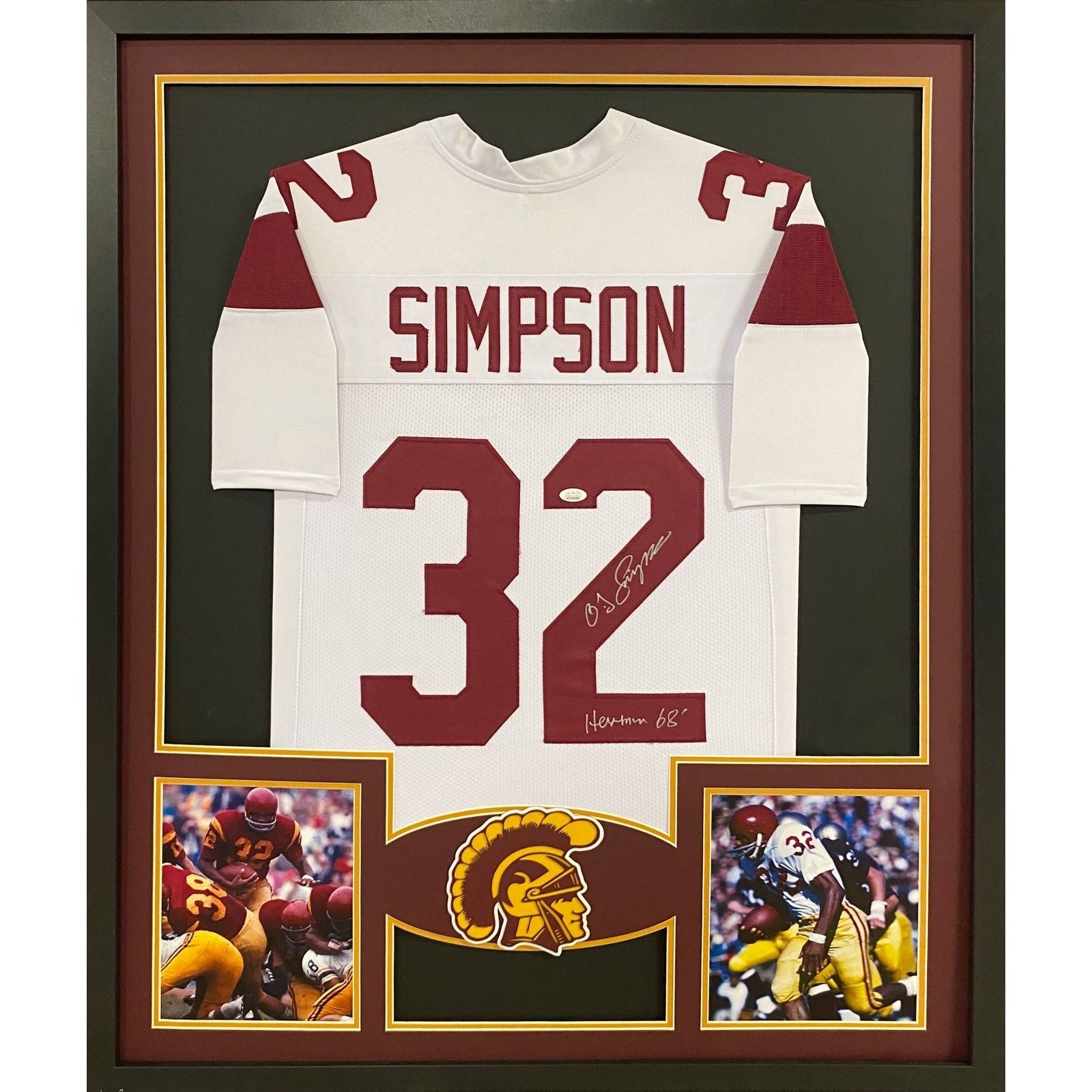 OJ Simpson Framed White Jersey Autographed Signed USC  O.J. JSA