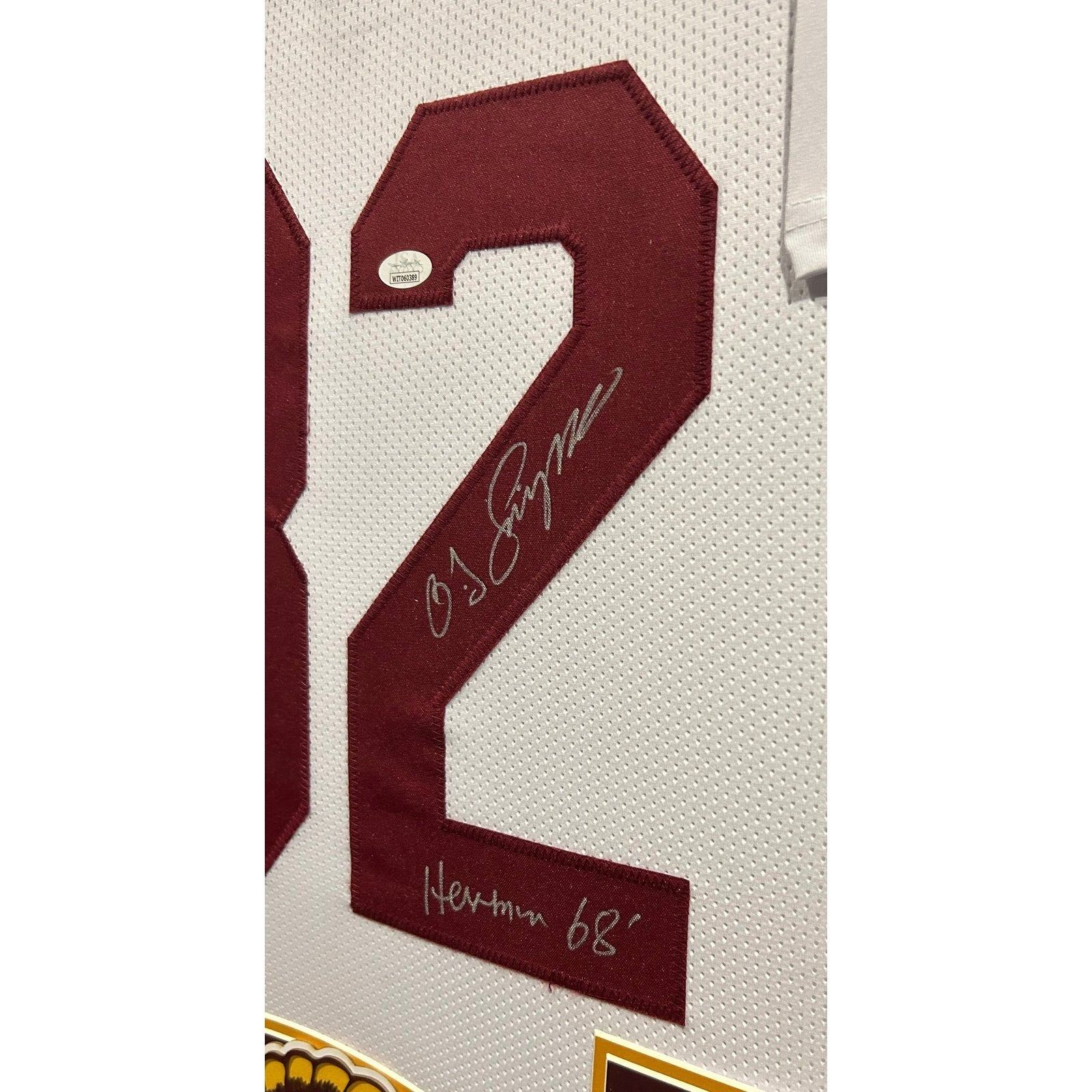 OJ Simpson Framed White Jersey Autographed Signed USC  O.J. JSA