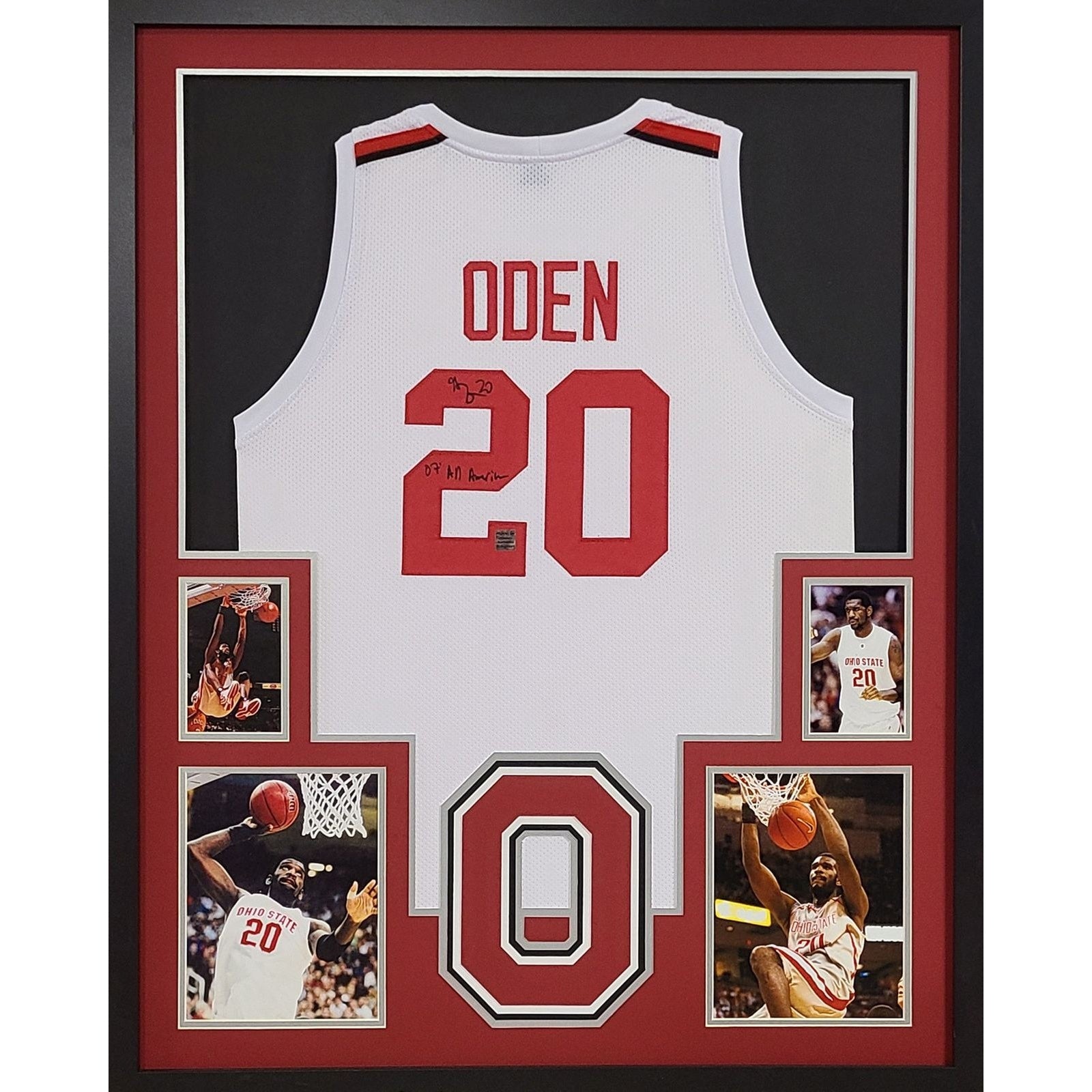 Greg Oden Framed Signed Ohio State Jersey COA Autographed