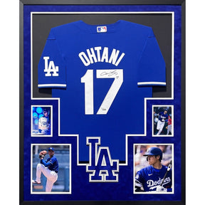 Shohei Ohtani Framed Signed Blue Jersey Fanatics Autographed L.A. Dodgers
