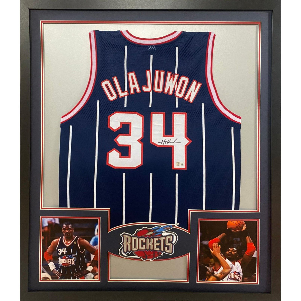 Hakeem Olajuwon Framed Jersey JSA Autographed Signed Houston Rockets Modern