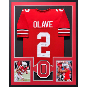 Chris Olave Framed Signed Jersey JSA Autographed Ohio State Buckeyes OSU GIFT