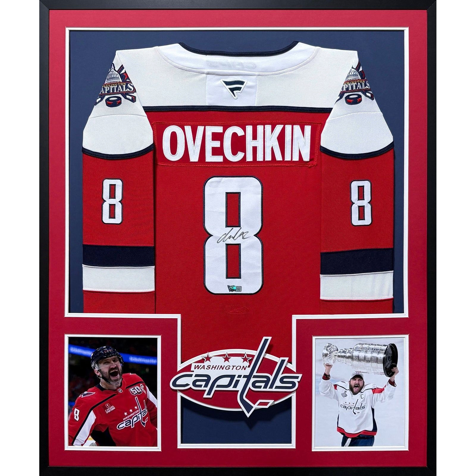 Alexander Ovechkin Framed Signed White Jersey Fanatics Autographed Capitals 2P