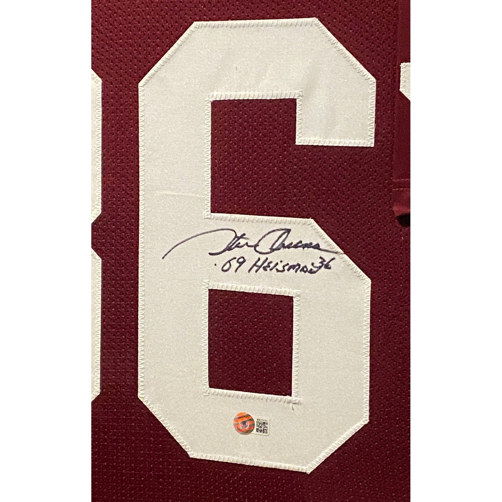 Steve Owens Signed Framed Jersey Oklahoma Beckett Autographed