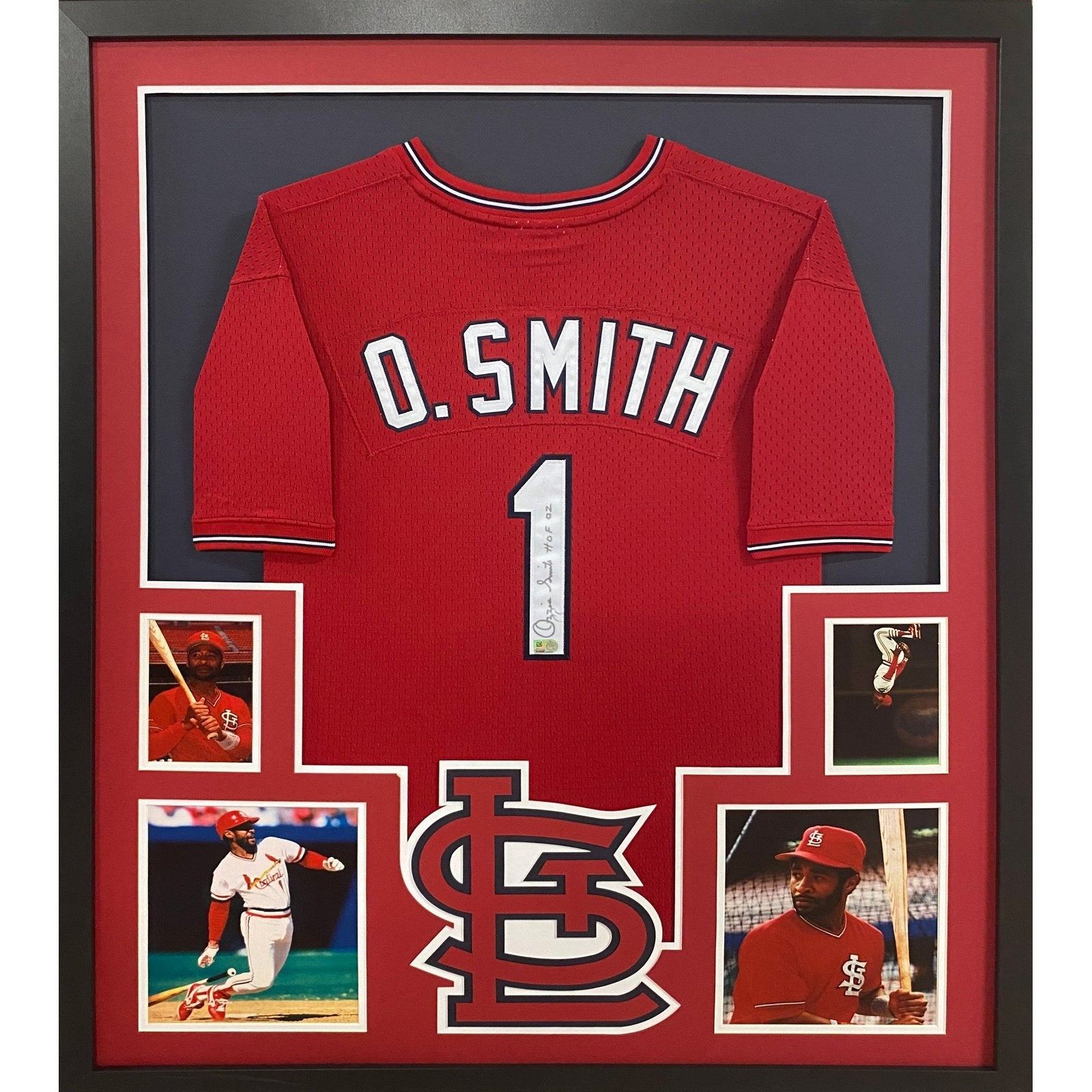 Ozzie Smith Signed Framed Jersey MLB COA Autographed St. Louis Cardinals