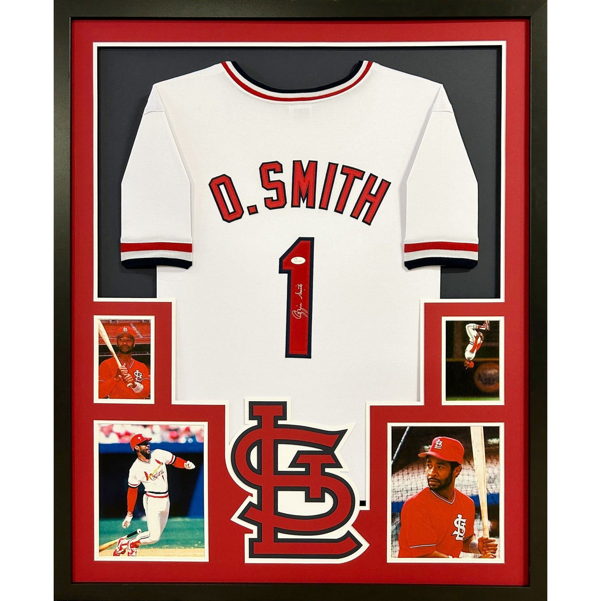 Ozzie Smith Signed Framed Jersey JSA COA Autographed St. Louis Cardinals