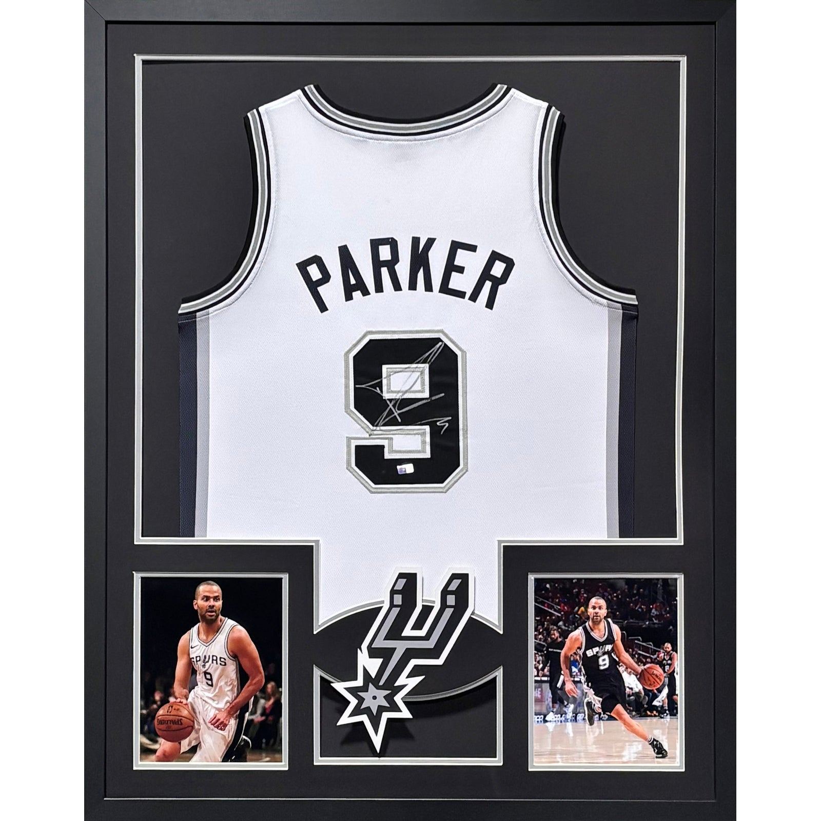 Tony Parker Framed Signed White Jersey COA Autographed San Antonio Spurs