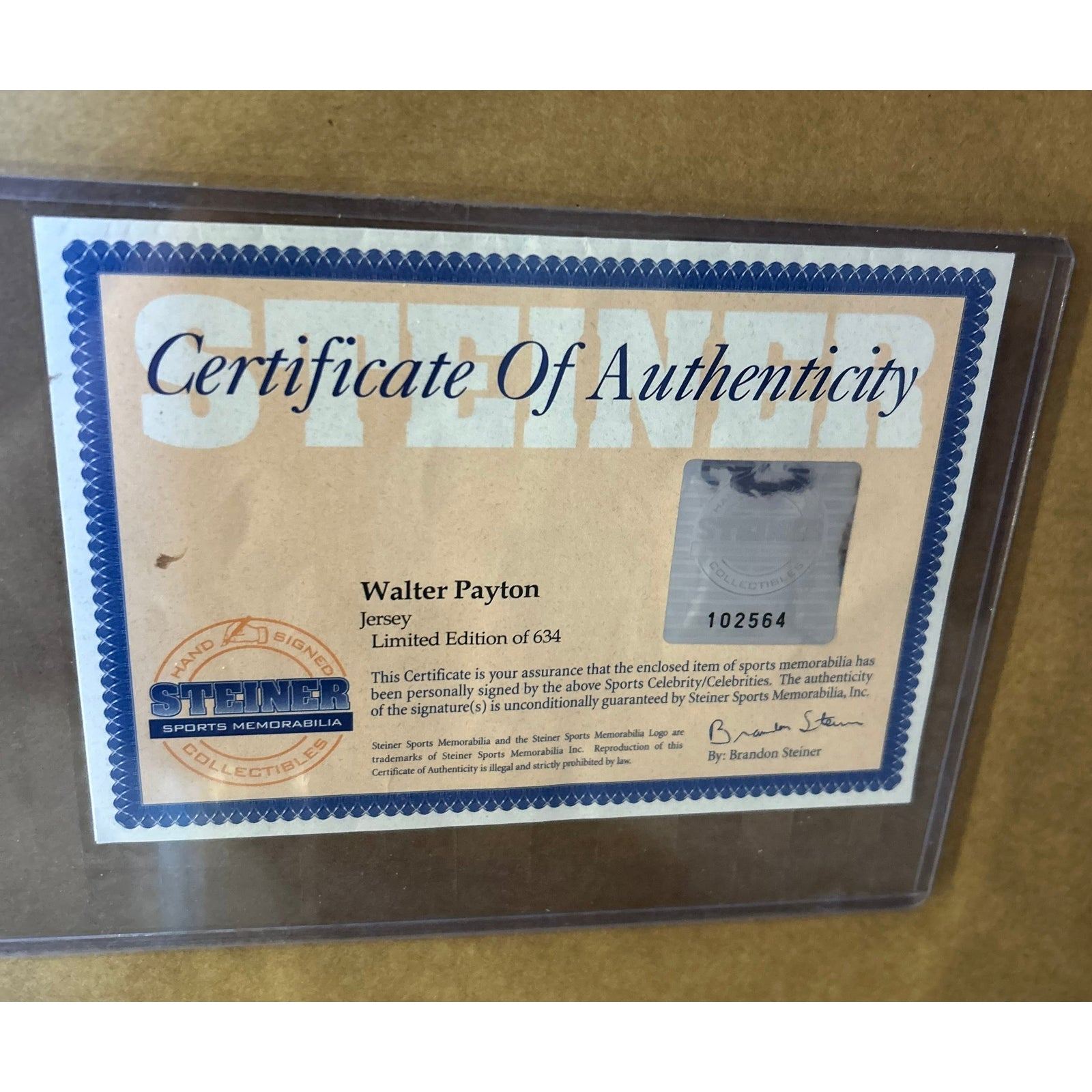 Walter Payton Framed Signed Jersey Chicago Bears Autographed Steiner COA