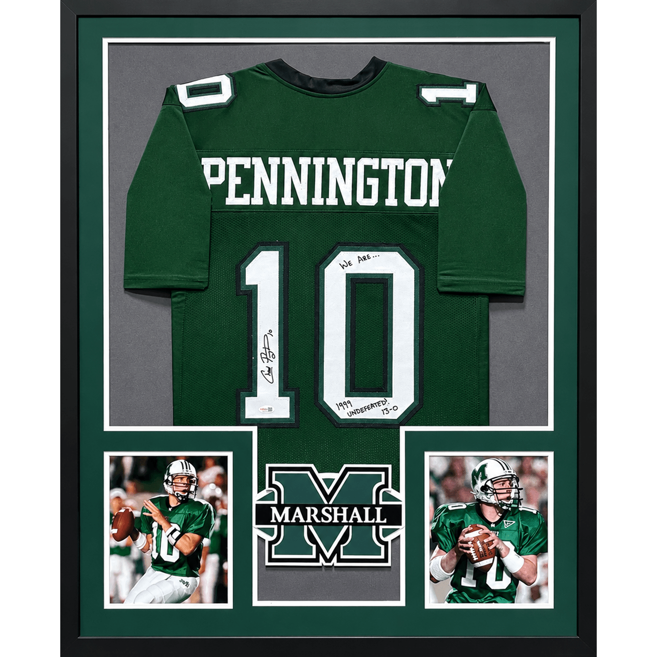 Chad Pennington Framed Signed Jersey JSA COA Autographed Marshall