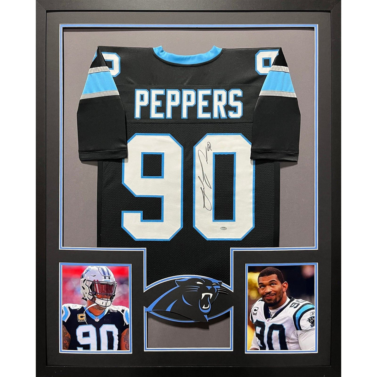 Julius Peppers Signed Black Framed Jersey Autographed Panthers Schwartz