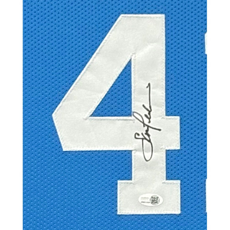 Sam Perkins Signed Framed UNC Blue Jersey Autographed North Carolina JSA