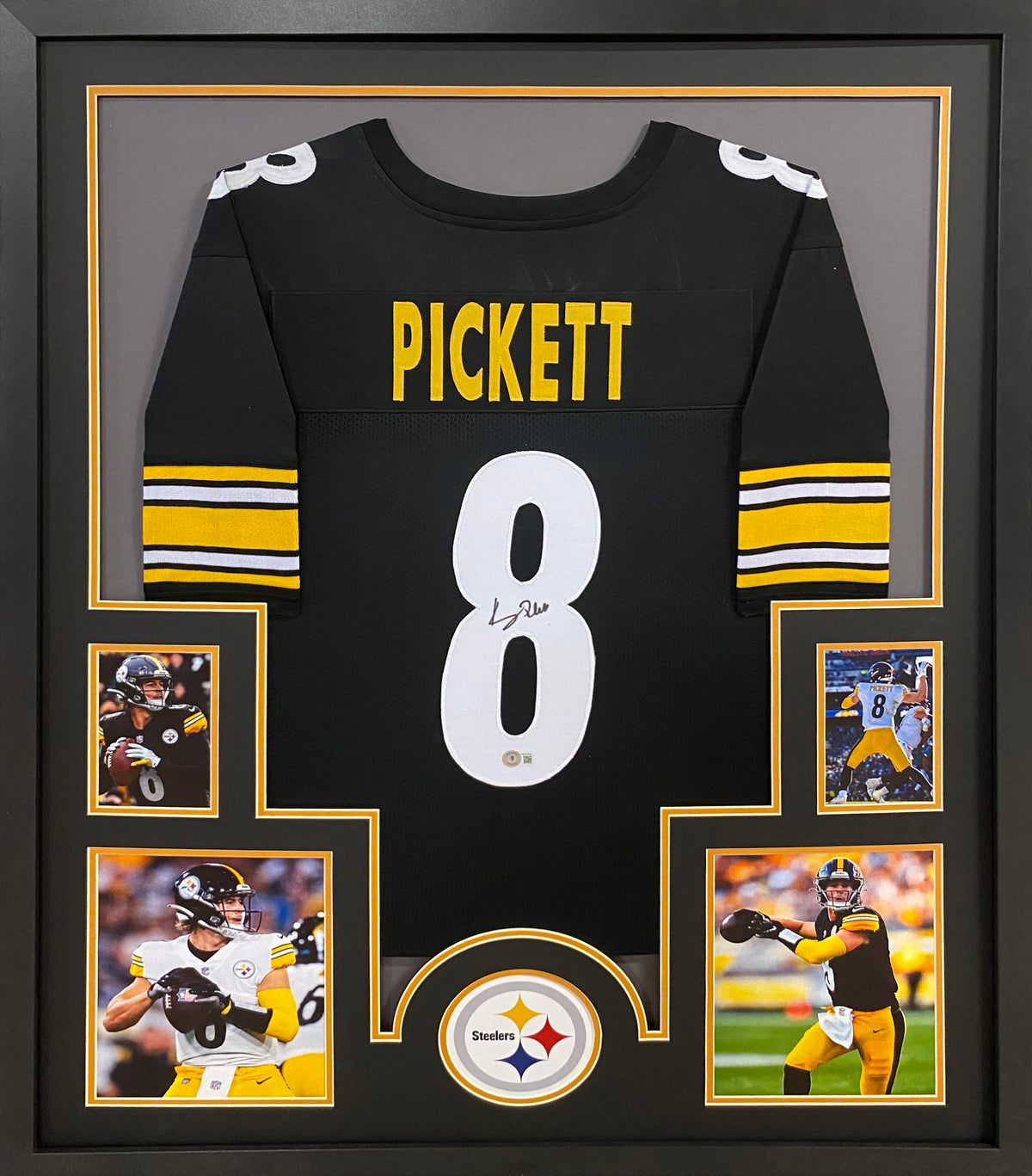 Kenny Pickett Framed Signed Pittsburgh Steelers Black Jersey Beckett Autographed