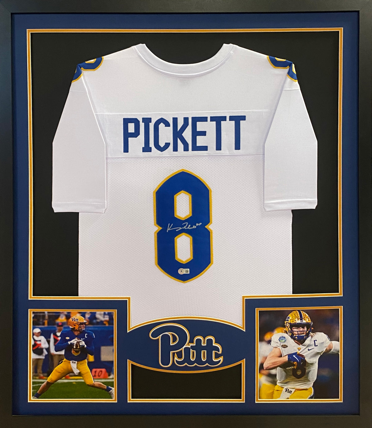 Kenny Pickett Framed Signed Pitt Panthers White Jersey Beckett Autographed