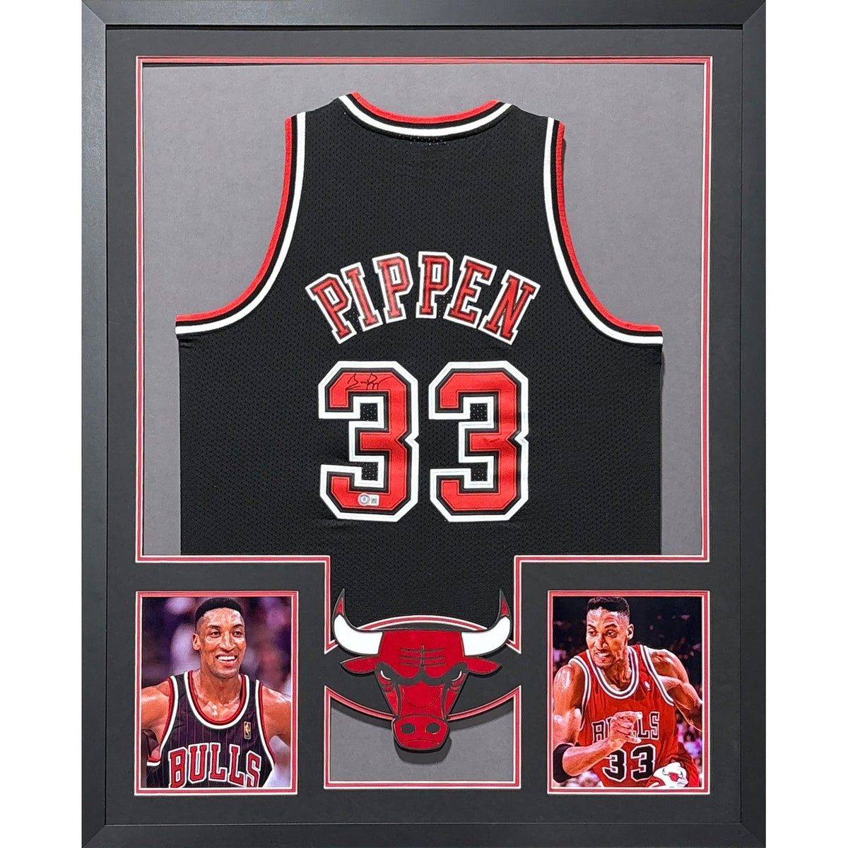 Scottie Pippen Framed Red Jersey Beckett Autographed Signed Chicago Bulls
