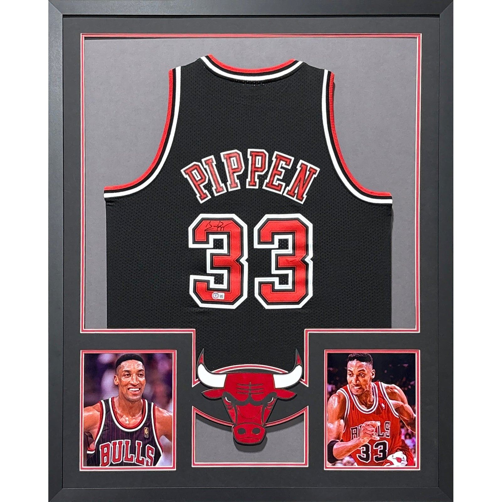 Scottie Pippen Framed Red Jersey Beckett Autographed Signed Chicago Bulls