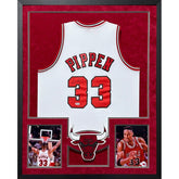 Scottie Pippen Framed White Jersey Beckett Autographed Signed Chicago Bulls