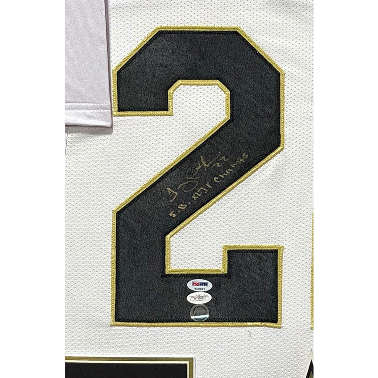 Tracy Porter Framed White Jersey PSA/DNA Autographed Signed Saints 2P