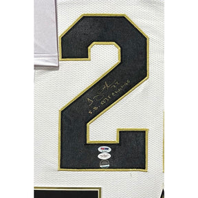 Tracy Porter Framed White Jersey PSA/DNA Autographed Signed Saints 2P