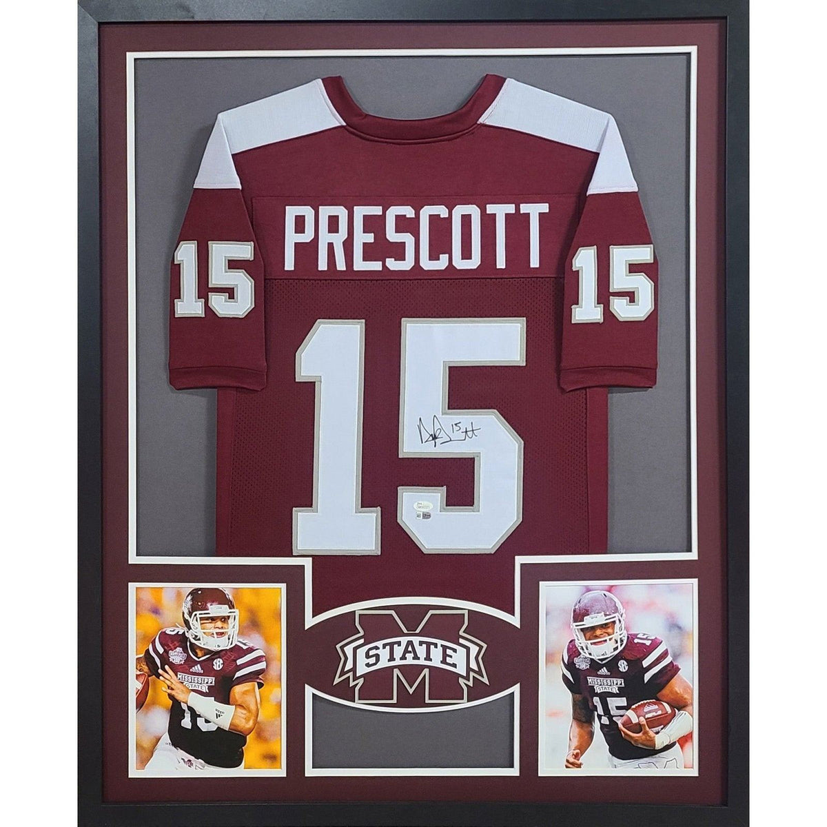 Dak Prescott Framed Signed Jersey JSA Autographed Mississippi State Cowboys