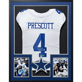 Dak Prescott Framed Signed White Jersey Beckett Autographed Dallas Cowboys PC