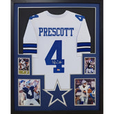 Dak Prescott Framed Signed White Jersey Beckett Autographed Dallas Cowboys