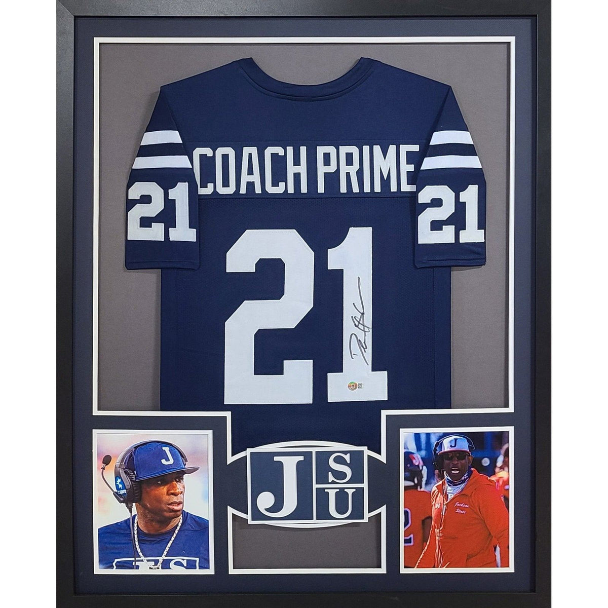 Deion Sanders Coach Prime Framed Signed Jersey Beckett Autographed Jackson State