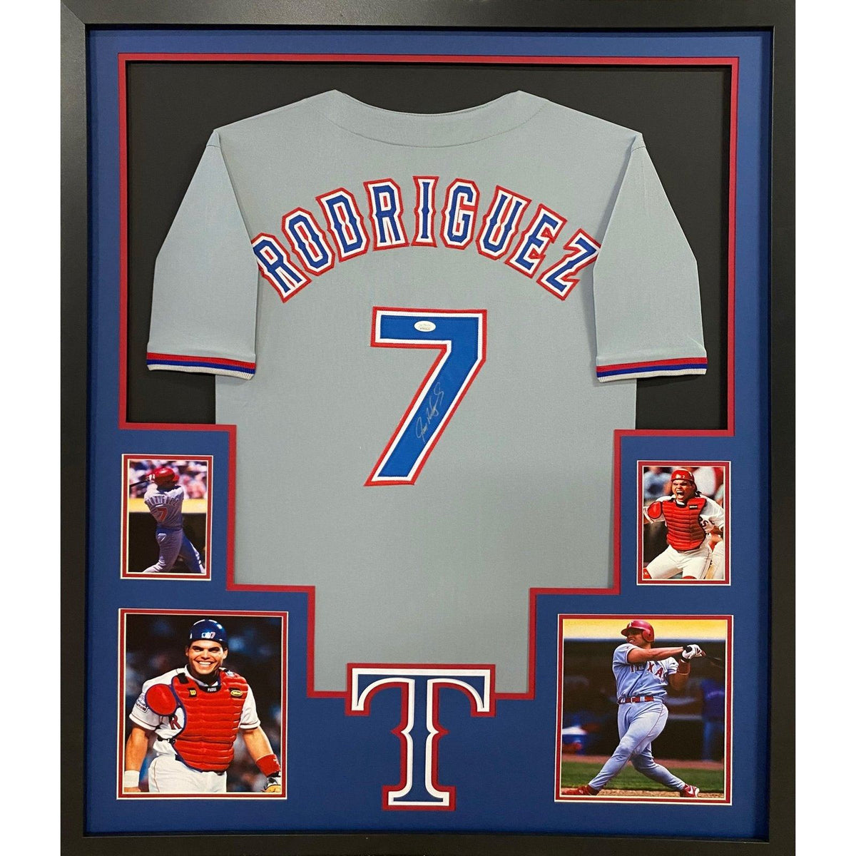 Ivan Rodriguez Texas Rangers Autographed & Inscribed Majestic #7 Replica  Jersey